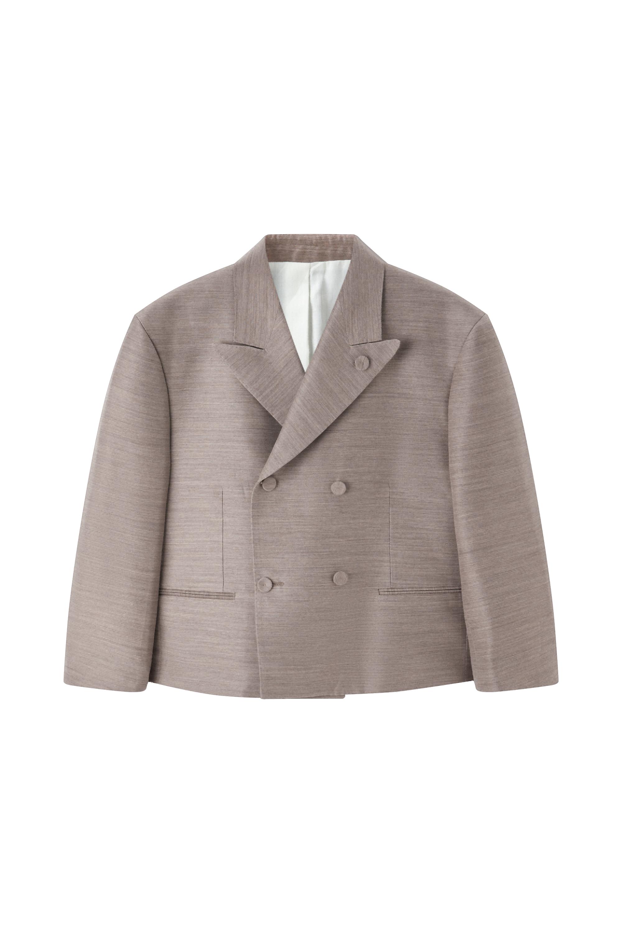 Desert silk wool peak lapel double breast short blazer